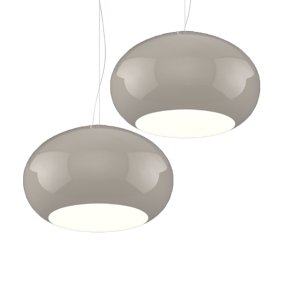 Lustre 2 lumières en verre soufflé gris tourterelle Top light CASPER 1218 S2 S55 TO