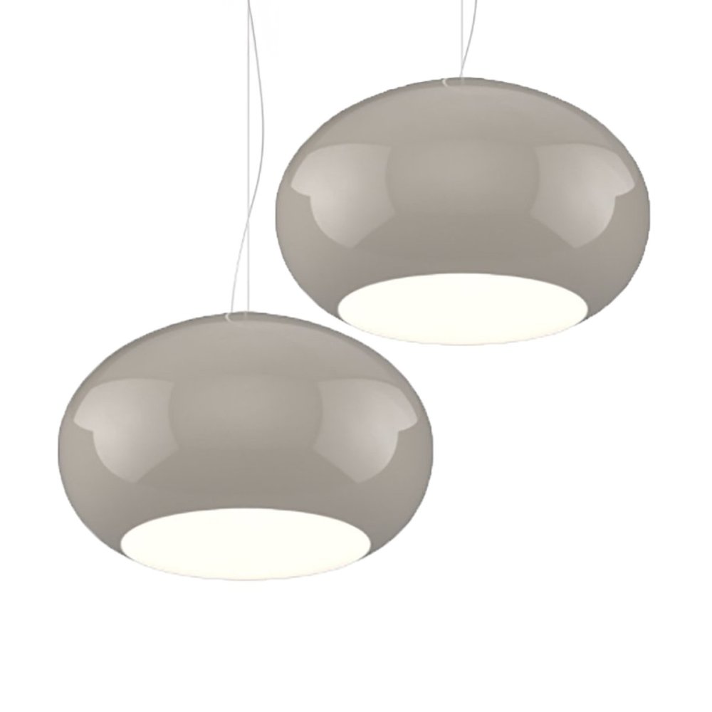 Lustre 2 lumières en verre soufflé gris tourterelle Top light CASPER 1218 S2 S55 TO