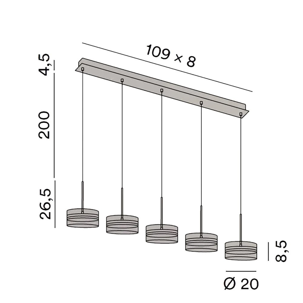 Lampadario Perenz AERE 8217 B LC LED 3000K LED dimmerabile