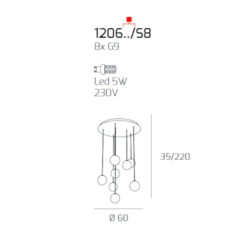 Moderne Deckenleuchte Top Light INSIDE 1206CR S8 G9 LED
