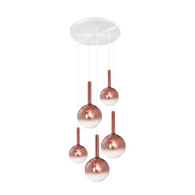Perenz LOLLIPOP 8554 RM 8556 RM 8032 B Kronleuchter mit mehreren Lichtern aus Kupfer und weißem Glas