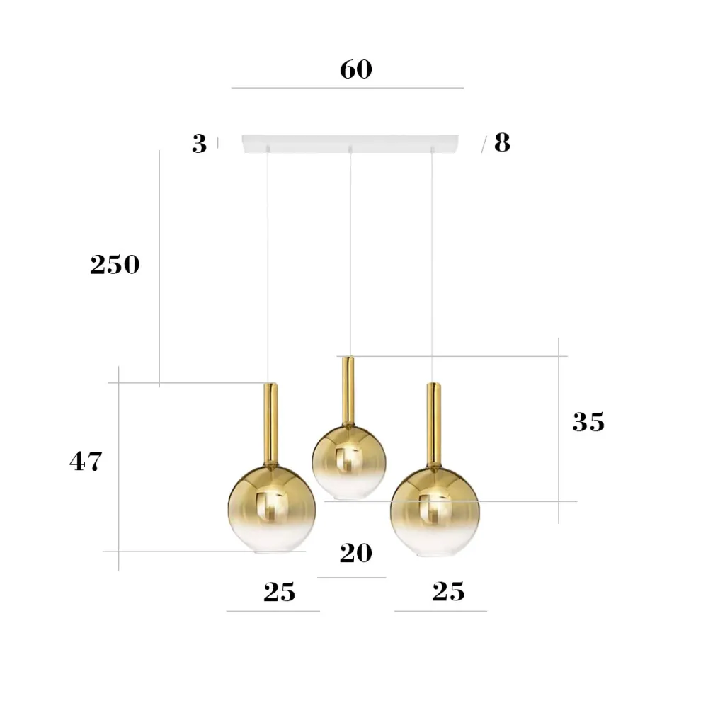 Perenz LOLLIPOP 8554 OR 8556 OR 8034 B Kronleuchter aus Goldglas