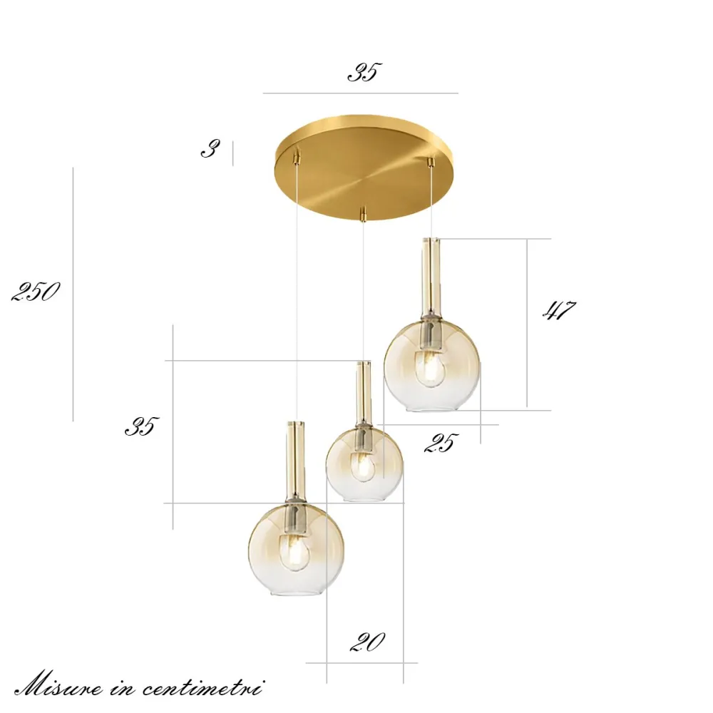 Perenz LOLLIPOP 8554 AM 8556 AM 8030 OB Kronleuchter aus Goldglas