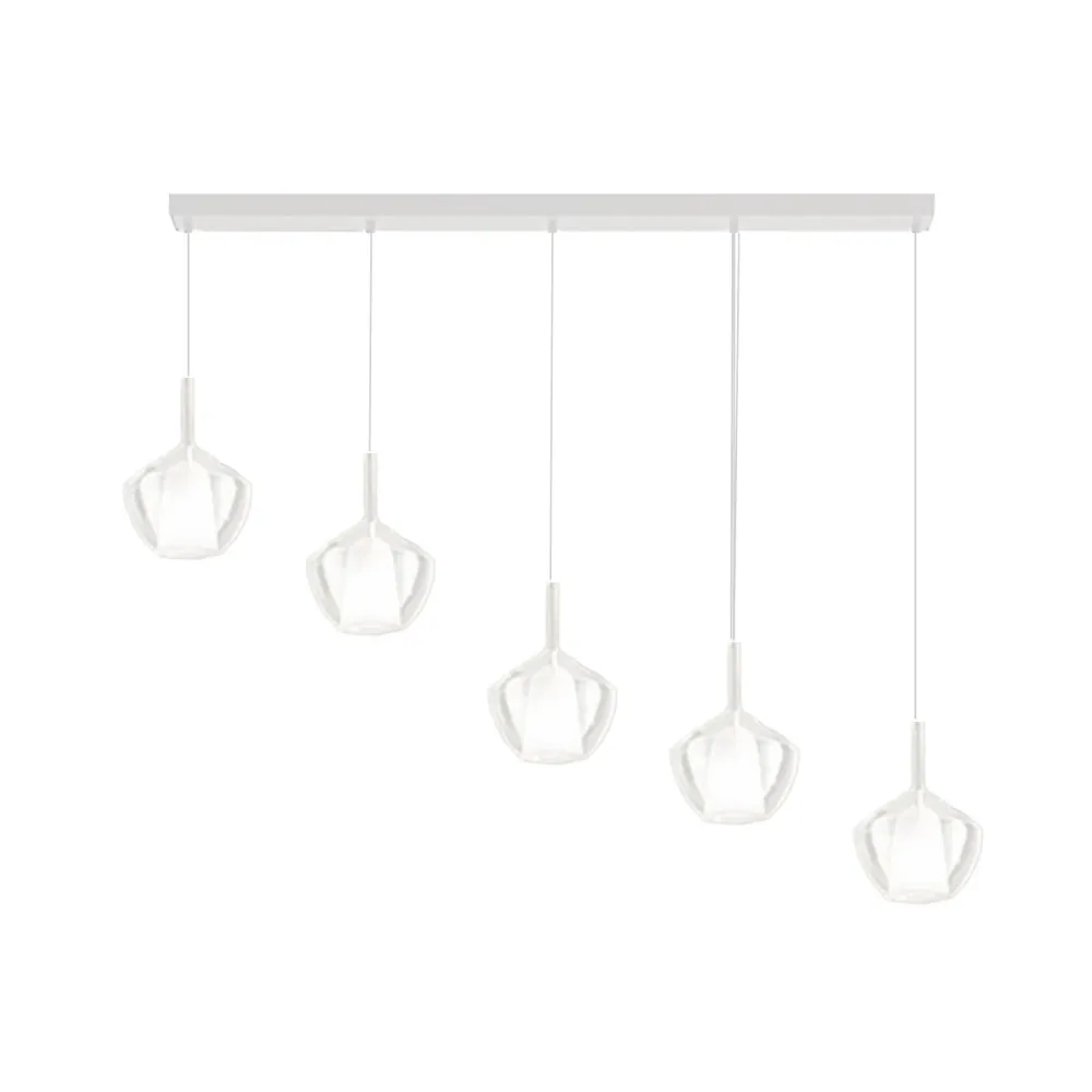 Lampadario Perenz illumina RAIN S5 BR B TR E27 LED vetri trasparenti base bianca