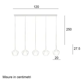 Lampadario Perenz illumina RAIN S5 BR B TR E27 LED vetri trasparenti base bianca