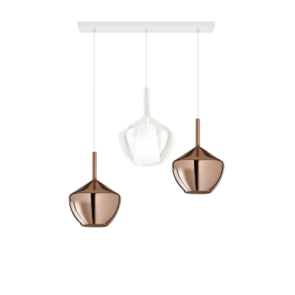Lampadario Perenz illumina RAIN S3 BR B 8250 TR RM E27 LED vetri trasparenti base bianca