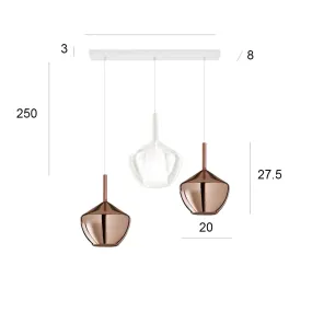 Lampadario Perenz illumina RAIN S3 BR B 8250 TR RM E27 LED vetri trasparenti base bianca