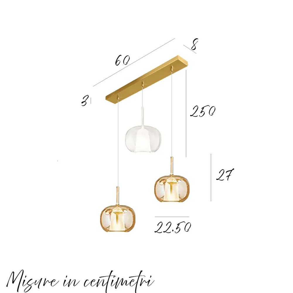 Lampadario Perenz illumina RAIN S3 BR OB 8034 8248 AM TR