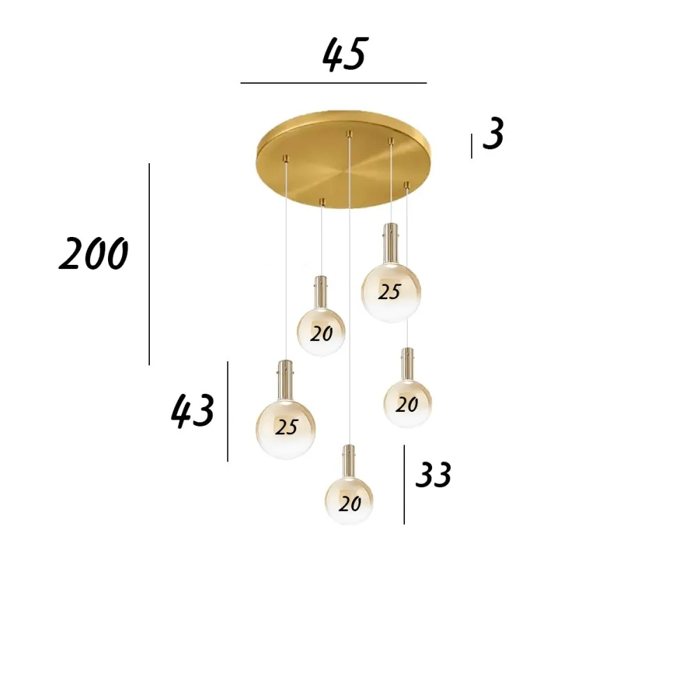 Lampadario Perenz AMPOLLA 8310 8312 AM 8032 OB