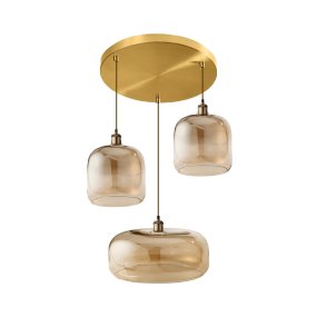 Lampadario vetro soffiato ambra Perenz ANIMA S3 6951 AM 6952AM E27 LED multiluce classica