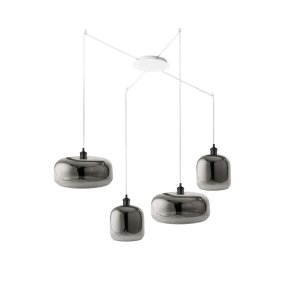 Lampadario Perenz illumina ANIMA S5 6952SP 6951SP 6255B E27 LED vetri soffiati fumè specchiato base bianca