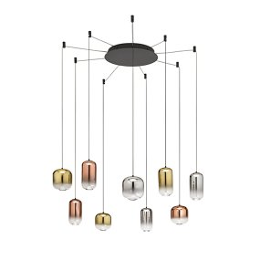 Perenz beleuchtet den LED-Kronleuchter HUNTER S9 8159 N LC 8214 8215 mit Glasdiffusoren