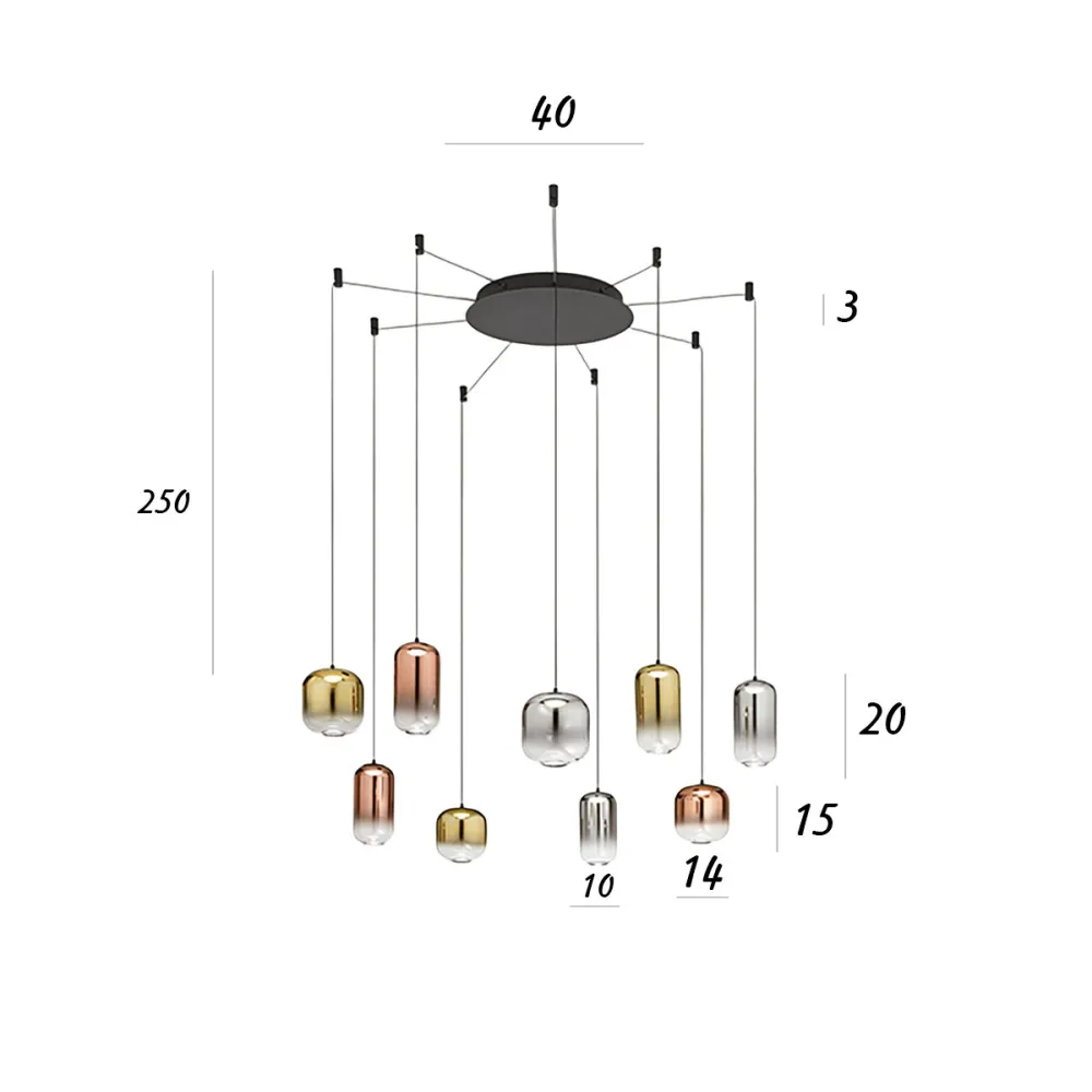 Lampadario Perenz illumina HUNTER S9 8159 N LC 8214 8215