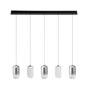 Lampadario Perenz illumina HUNTER S5 BR 8160 N LC 8214 LED 2000LM vetro fumè specchiato trasparente