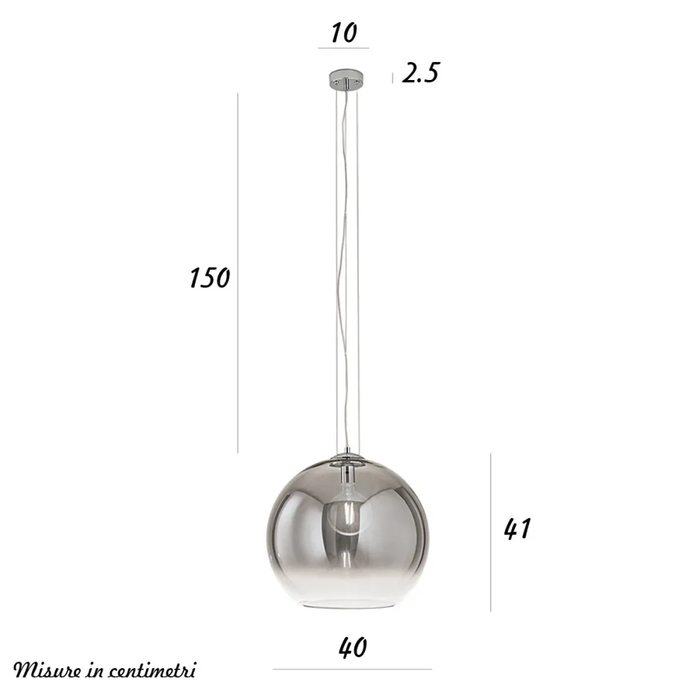 Lampadario vetro soffiato Perenz PLANET 8526 FU 40 E27 LED fumè
