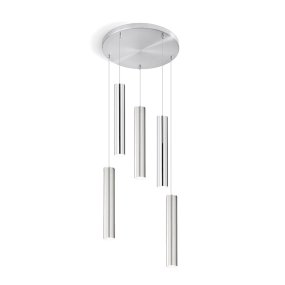 Lampadario moderno Perenz SHOT 8032 CR 8492 AL 8492 CR GU10 LED alluminio spazzolato cromo lucido multiluce
