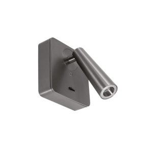 Applique murale moderne à LED Gea Led GAP594, aluminium nickelé foncé, méthacrylate réglable