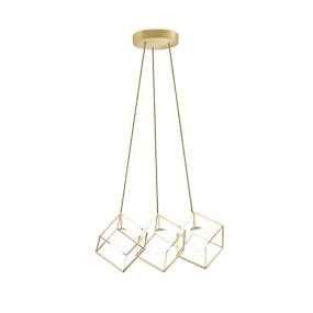 Lampadario classico Perenz CUBE 8146 G9 LED 15x15 cubo metallo oro opaco gabbia multiluce