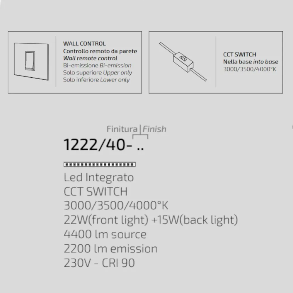 Plafonnier moderne AERA 1222 40 LED CCT avec interrupteur
