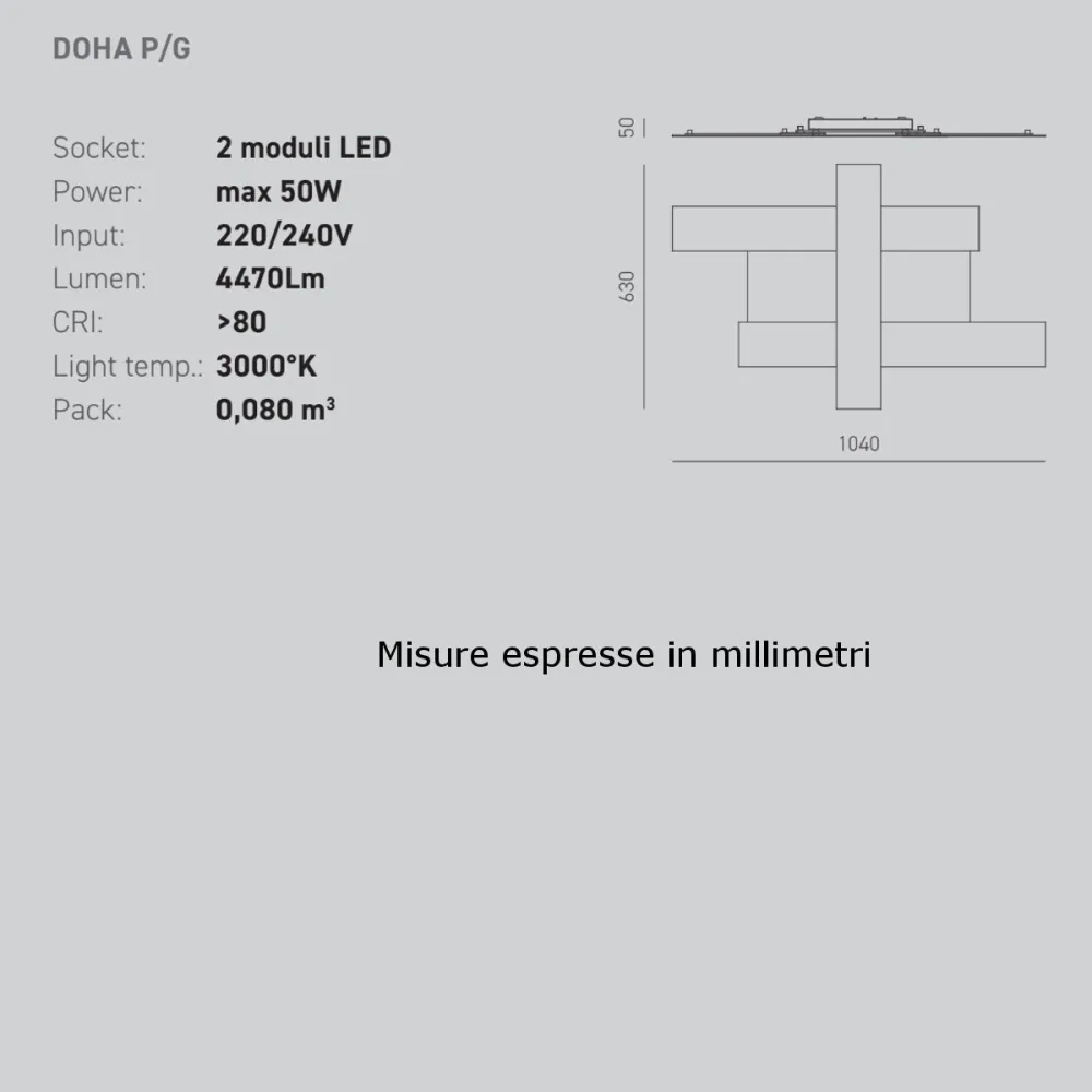 Plafoniera moderna Gea Luce DOHA PG FDOPT3 LED 50W LED