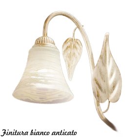 Plafoniera classica Due P illuminazione TOSCA PL5 E14 LED metallo bianco anticato vetro bianco paglierino