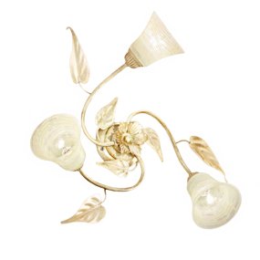 Plafoniera classica Due P illuminazione TOSCA PL3 E14 LED metallo vetro bianco paglierino