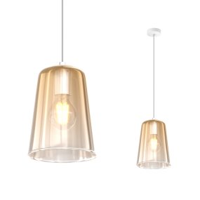 Sospensione Top Light SHADED 1164BI S1 AM E27 LED vetro ambra metallo bianco