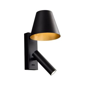 Applique Perenz REVERSE 8472 N LC LED 3000K 480LM paralume spot metallo nero oro opaco orientabile