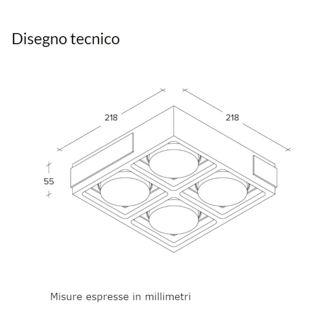 Plafoniera moderna Sforzin illuminazione VELIA PL4 T549 T550 T551 GX53 LED