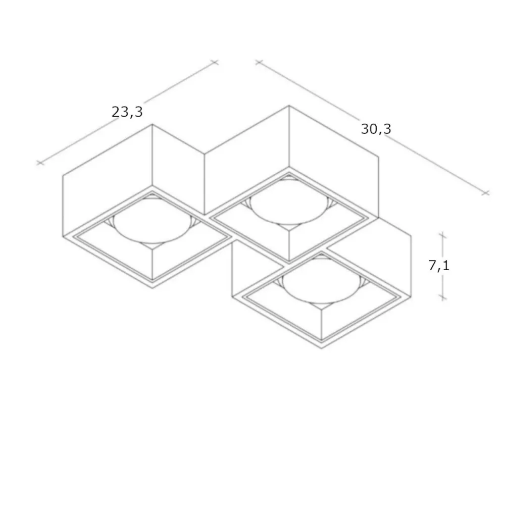 Lámpara de techo moderna cuadrada NASSO de Sforzin Lighting PL3 T511 T512