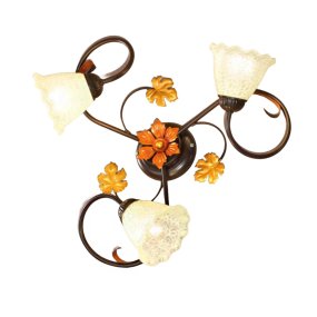 Lámpara de techo clásica Due P AIDA PL3 E14 LED metal óxido oro blanco cristal