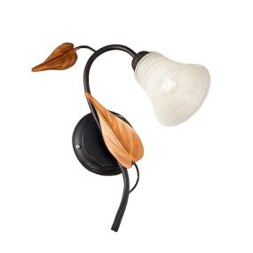 Klassische Wandleuchte Due P illuminazione TOSCA AP1 E14 LED, brüniertes Metall, weißes Glas