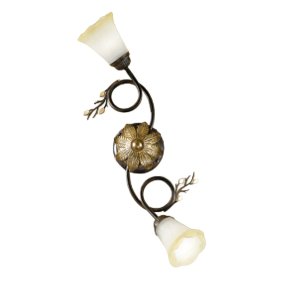 Plafoniera classica Due P Illuminazione ELENA PL6 E14 LED metallo bianco anticato oro vetro sfumato ambra