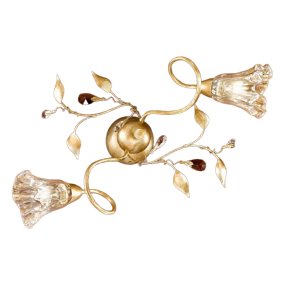 Plafoniera classica Due P Illuminazione EMMA PL5 E14 LED metallo oro francese vetro ambra gocce cristallo