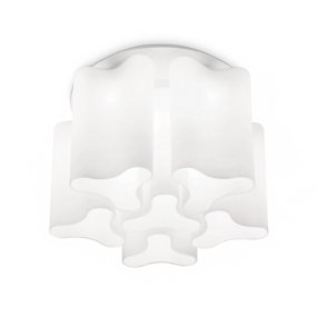 Plafonnier LED Ideal Lux COMPO 125503 E27, verre soufflé blanc, boîtier