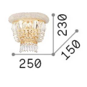 Aplique de pared LED de cristal Ideal Lux DUBAI 201023 E14, metal latón