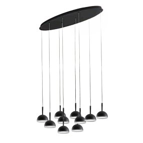 Lustre moderne à LED Promoingross JINGLE S10C NE en métal méthacrylate noir