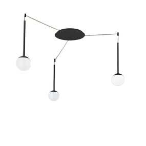 Lampadario moderno Promoingross LOLLYPOP S3A NE LED metallo nero metacrilato bianco