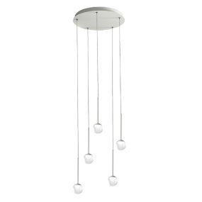 Lampadario moderno Promoingross LOLLYPOP S5B WH LED metallo bianco metacrilato bianco