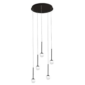 Lámpara de araña moderna Promoingross LOLLYPOP S5B NE LED metal negro metacrilato blanco