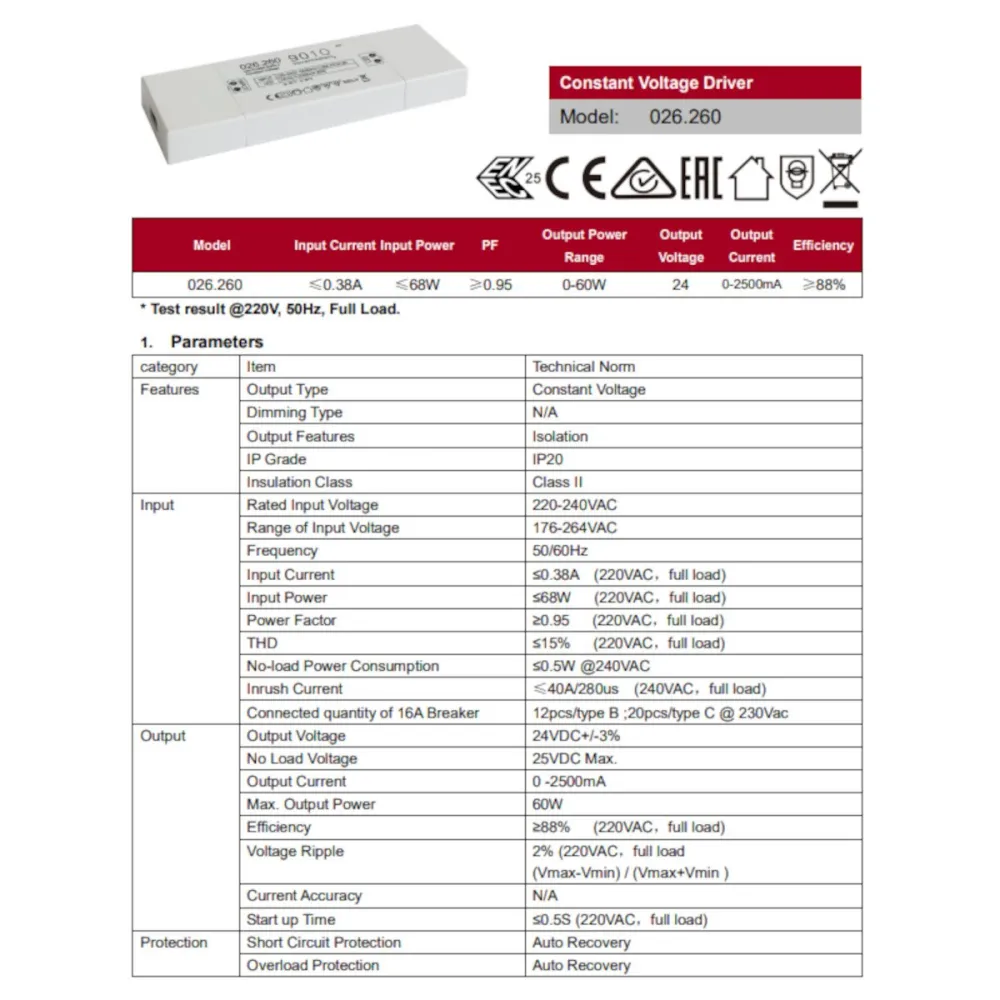 Belfiore 9010 026.260 Netzteil-Treibertransformator 60W 24V