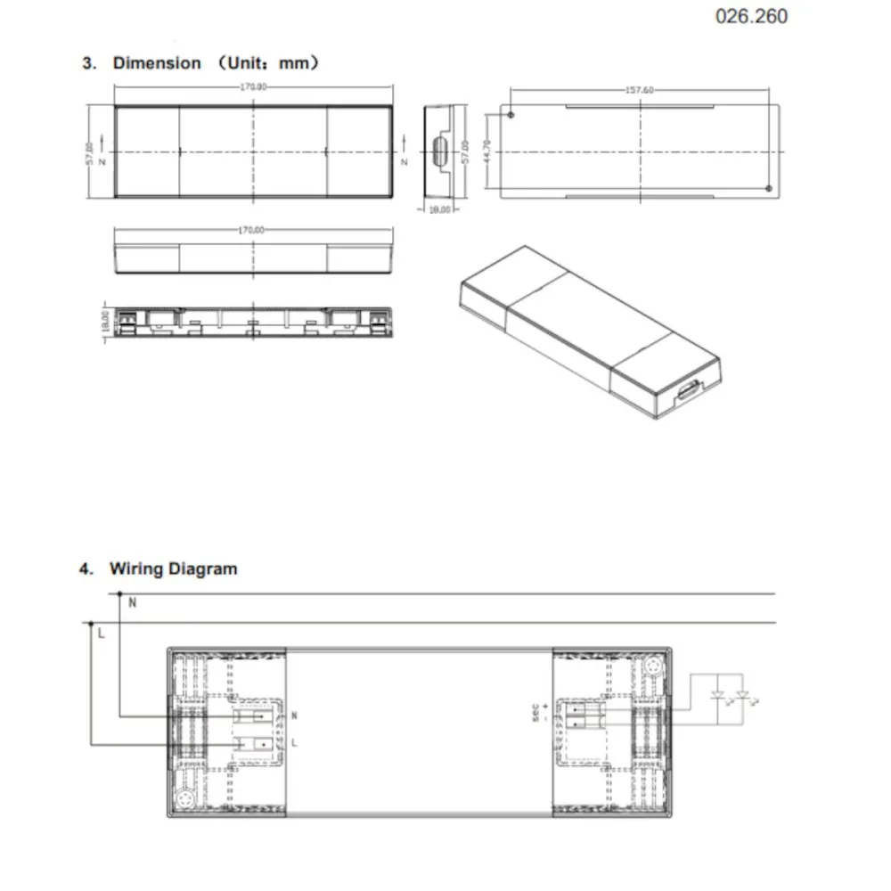 Transformador controlador de fuente de alimentación Belfiore 9010 026.260 60W 24V