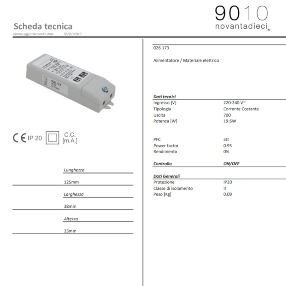 Belfiore 9010 026.173 alimentation pour art. 2508A