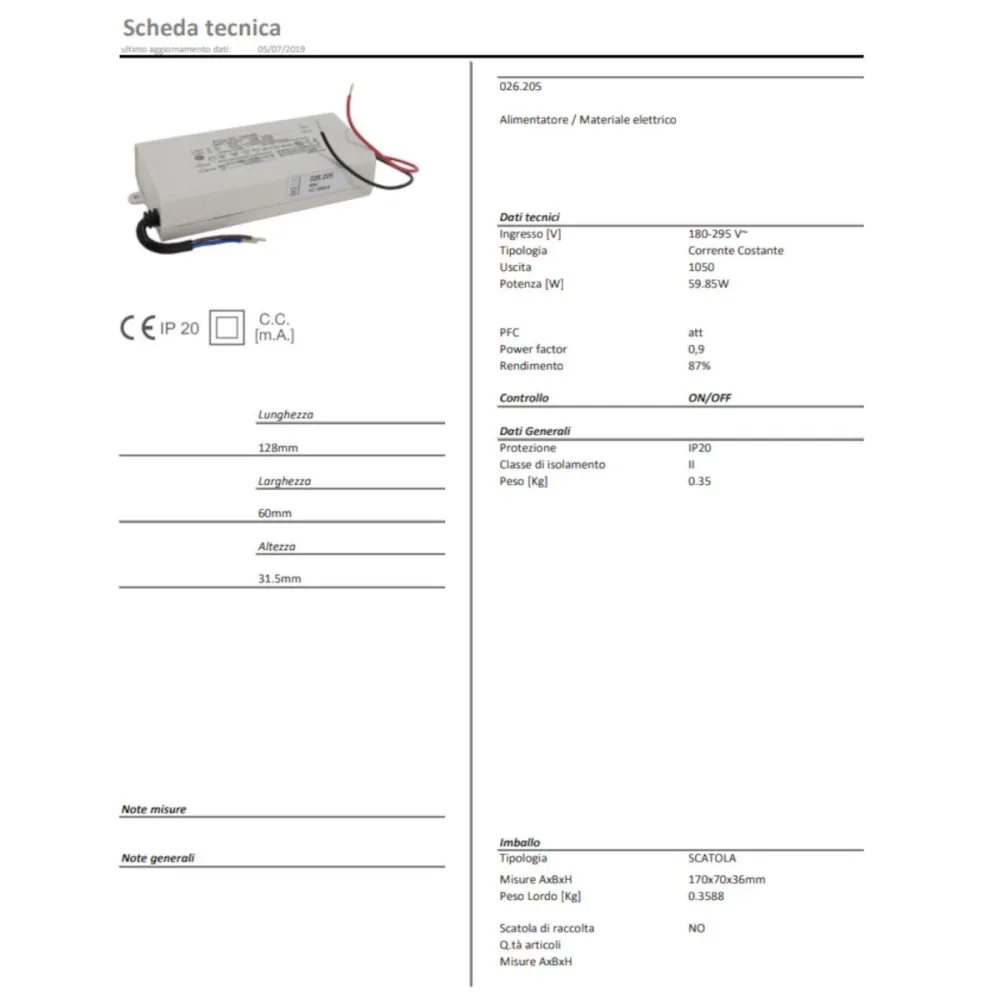 Alimentation, driver, transformateur 026. 205 Belfiore 9010