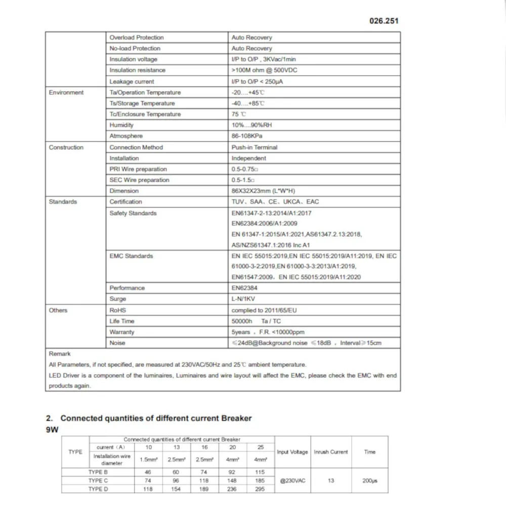 Fuente de alimentación para foco empotrable LED 4105 de 8W.