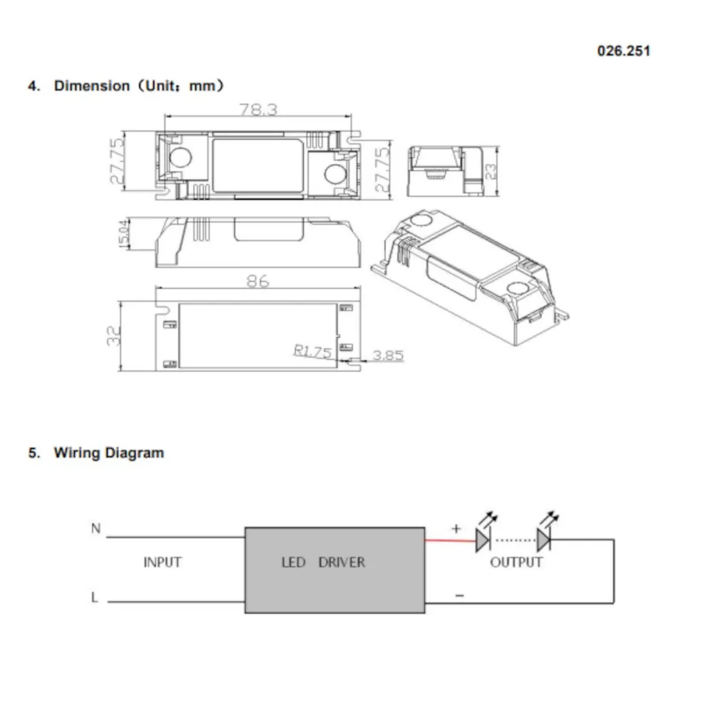 Netzteil für 8W 4105 LED-Einbaustrahler.