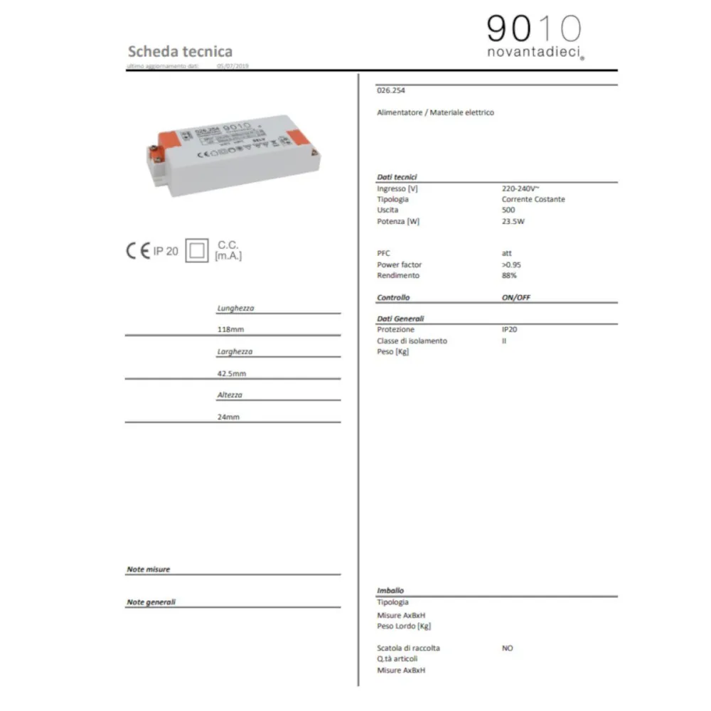 Alimentation pour art. 8903A à partir de min. 16,5 W à max. 23,5 W