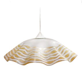 Klassische Pendelleuchte DUE P GHOST 2593 S E27 LED, dekoriertes Wellenglas