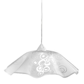 Suspension moderne DUE P GHOST 2592 S E27 LED en verre ondulé blanc brillant