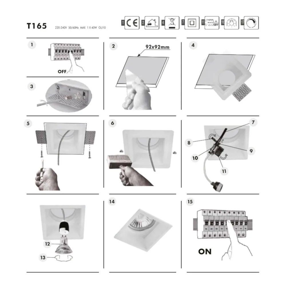 Sforzin Illuminazione SIRIS T165 GU10 Foco empotrable LED
